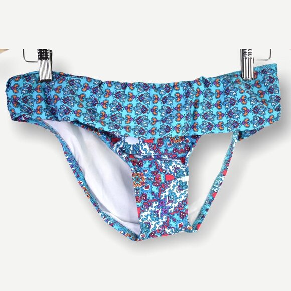 Athena Swim Bottoms 6 Womens Multicolor Swimwear Boho Ruffle Paisley Print - Picture 1 of 9
